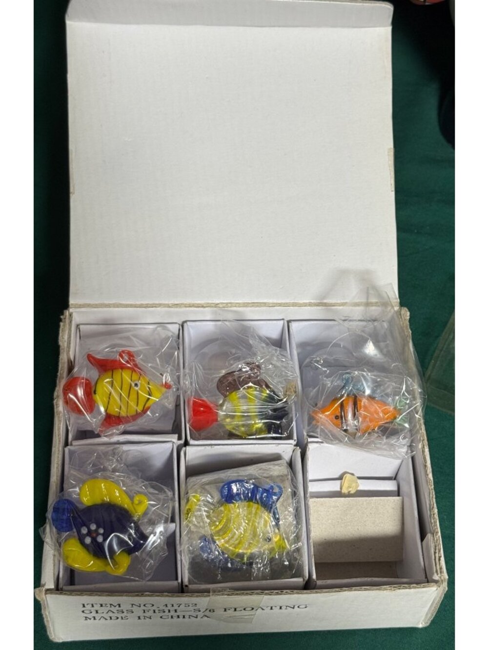 Floating Glass Fish Figurines Set Of 5 In Box - Colorful Handcrafted Decor